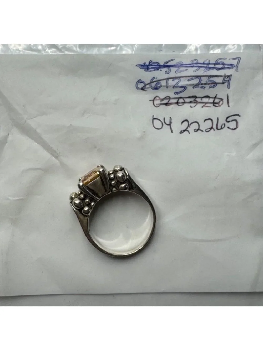 Citrine Prong Set Beaded Shoulders Ring Sterling Silver 925 Size 5.75
